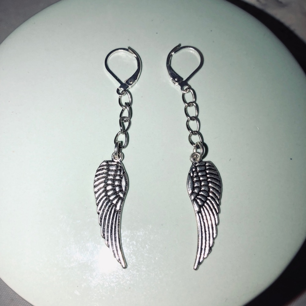 ANGEL WINGS SILVER DUSTER EARRINGS